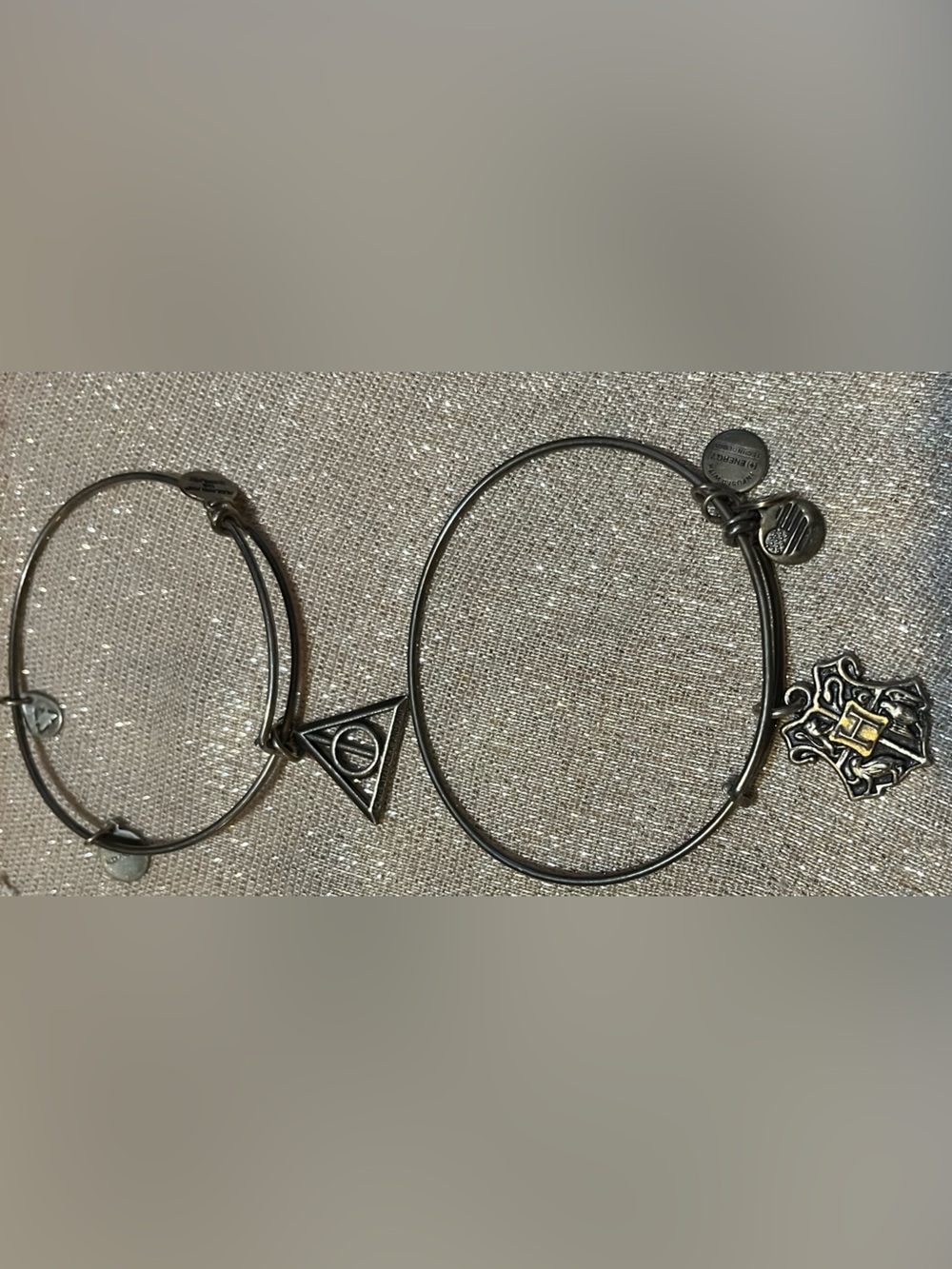 Alex & Ani Harry Potter Gold Tone Bracelets Hogwards Crest/Deathly Hallows (2) - Picture 2 of 4